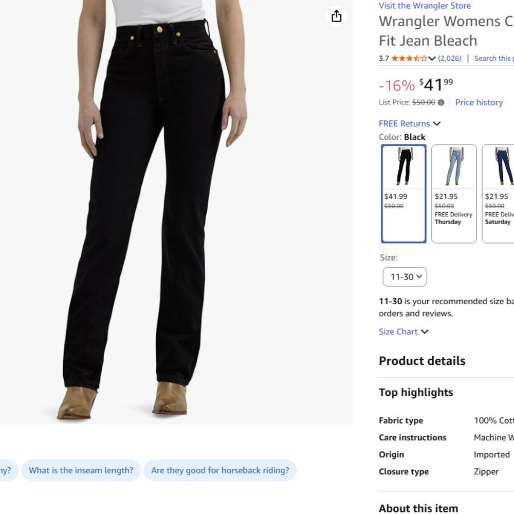 Wrangler Womens Cowboy Cut Slim Fit Jean